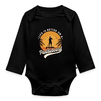 La vie est meilleure sur un paddleboard - Body Bébé bio manches longues - noir - Devant