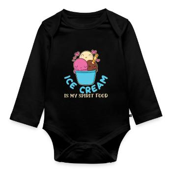 Ice Cream Spirit Food Eiscreme Eis - Organic Longsleeve Baby Bodysuit - black - Front