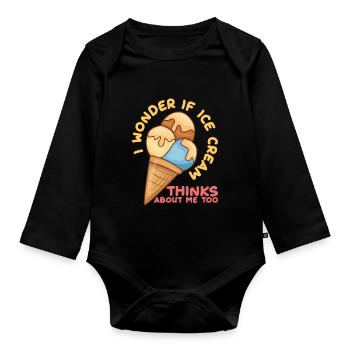 Ice Cream Thinks About Me Eiscreme Eis - Organic Longsleeve Baby Bodysuit - black - Front