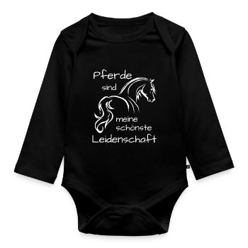 Pferde Leidenschaft - Baby Bio-Langarm-Body - Schwarz - Vorne