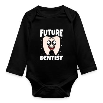 Future Dentist Zukünftiger Zahnarzt - Organic Longsleeve Baby Bodysuit - black - Front