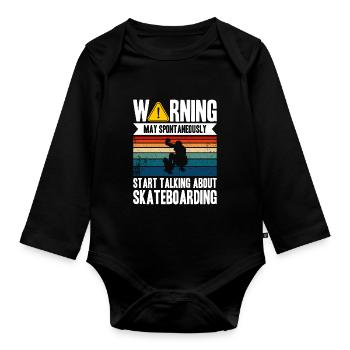 Start Talking About Skateboarding - Organic Longsleeve Baby Bodysuit - black - Front