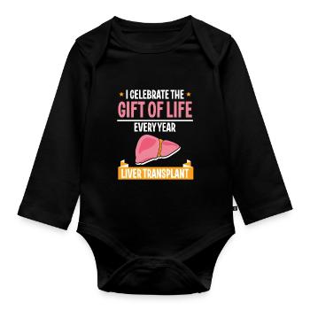 Celebrating the Gift of Life Liver Transplant - Baby Bio-Langarm-Body - Schwarz - Vorne
