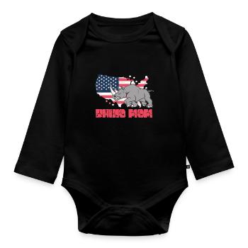 Rhino Rhino Safari Zoo Wilderness Wildlife - Organic Longsleeve Baby Bodysuit - black - Front