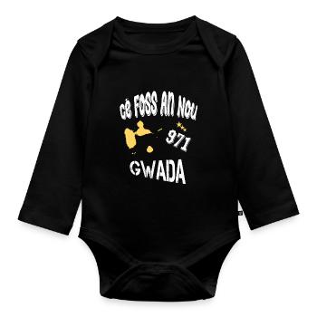 Idee Cadeau Guadeloupe 971 Gwada Cé Foss An Nou - Body Bébé bio manches longues - noir - Devant