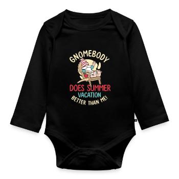 Lustige Gnome Sommerferien - Baby Bio-Langarm-Body - Schwarz - Vorne
