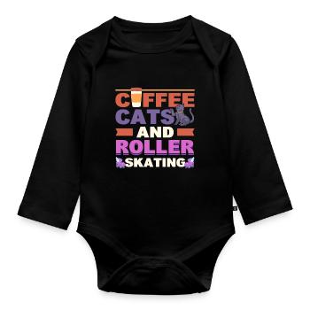 Rollschuhlaufen Roller-Derby Rollschuhfahren Sport - Baby Bio-Langarm-Body - Schwarz - Vorne