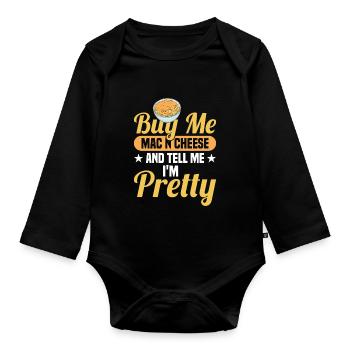 Macaroni and cheese mac and cheese pasta pasta - Organic Longsleeve Baby Bodysuit - black - Front