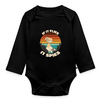 Spionagetaube - Baby Bio-Langarm-Body - Schwarz - Vorne