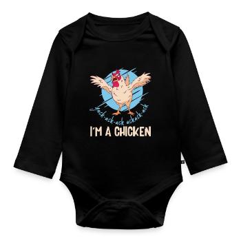 Je suis un poulet - Body Bébé bio manches longues - noir - Devant