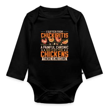 Poulet drôle de poulailler Élevage Fermier - Body Bébé bio manches longues - noir - Devant
