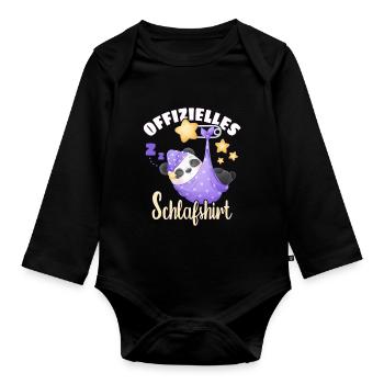 Offizielles Schlafshirt, schlafender Panda - Baby Bio-Langarm-Body - Schwarz - Vorne