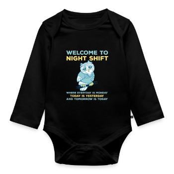 Drôle de dicton de nuit - Body Bébé bio manches longues - noir - Devant