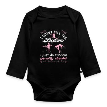 Gymnastics Dance Baton Whirling Gymnastics - Organic Longsleeve Baby Bodysuit - black - Front