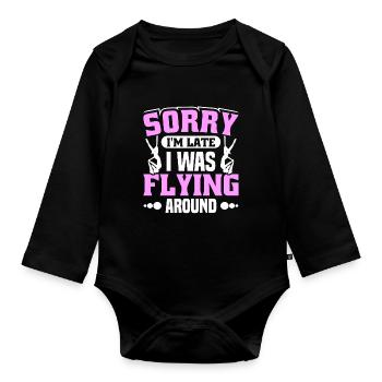 Aerial Silk / Aerial Yoga / Aerial Acrobatics Designs - Organic Longsleeve Baby Bodysuit - black - Front