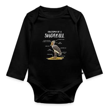 Bec-de-chaussure Ornithologue Forêt I Cadeau - Body Bébé bio manches longues - noir - Devant