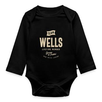 Team Wells Lifetime Member - Name Wells - Organic Longsleeve Baby Bodysuit - black - Front