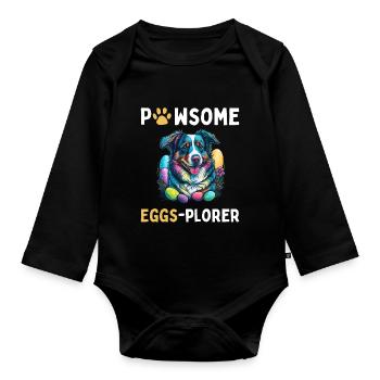 Costume de Plorer d’oeufs de Pâques de berger australien - Body Bébé bio manches longues - noir - Devant