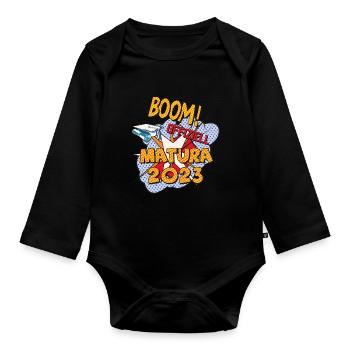 Matura 2023 Abitur a passé le certificat de bande dessinée Matura - Body Bébé bio manches longues - noir - Devant