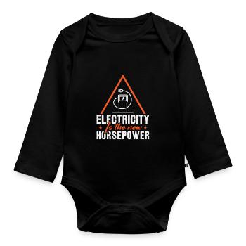 Electric vehicles Electricity is the new horsepower - Organic Longsleeve Baby Bodysuit - black - Front