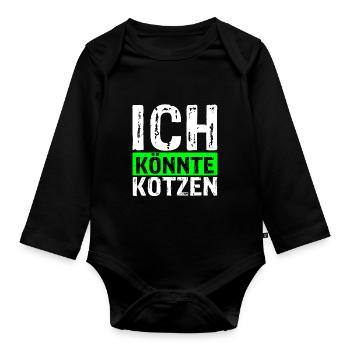 Ich Könnte Kotzen - Anti Montag Party Geschenk Chi - Baby Bio-Langarm-Body - Schwarz - Vorne