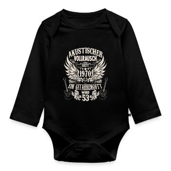 Hobby Musiker Gitarrenspieler Geburtstag 1970 - Baby Bio-Langarm-Body - Schwarz - Vorne