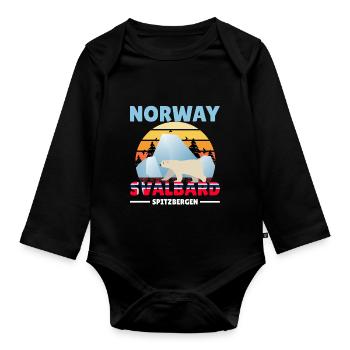 Svalbard Spitzbergen Norwegen Eisbär Design Motiv - Baby Bio-Langarm-Body - Schwarz - Vorne