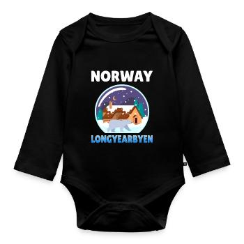 Norwegen Longyearbyen Geschenkidee retro bergen - Baby Bio-Langarm-Body - Schwarz - Vorne