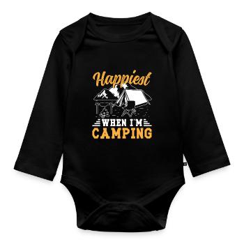 Happiest when i'm Camping - Baby Bio-Langarm-Body - Schwarz - Vorne