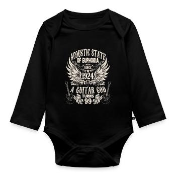 Guitarists Birthday 1924 Born 99 years - Organic Longsleeve Baby Bodysuit - black - Front