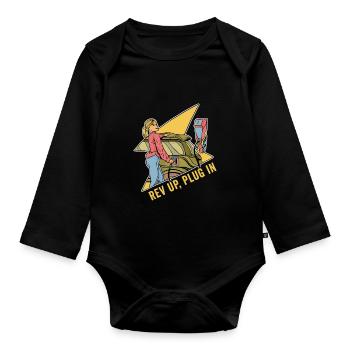 Electric Vehicle Electric Car Rev Up Plug In - Organic Longsleeve Baby Bodysuit - black - Front