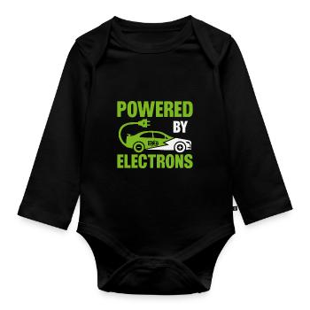 Electric vehicle Electric car with electron drive - Organic Longsleeve Baby Bodysuit - black - Front