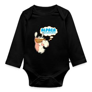 Alpacas Fluffy Lama animal - Alpaca whisperer - Organic Longsleeve Baby Bodysuit - black - Front