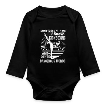 Kickboxing I Know Kickboxing - Organic Longsleeve Baby Bodysuit - black - Front
