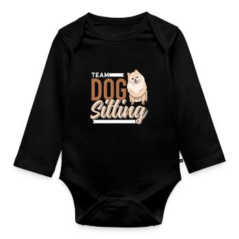 Team Dog Sitting Hundesitting Hund Hundesitter - Baby Bio-Langarm-Body - Schwarz - Vorne