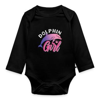 Dolphin Girl Lover Dolphins Dolphins Dolphins - Organic Longsleeve Baby Bodysuit - black - Front
