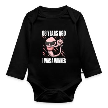Homme sperme anniversaire 68 ans - Body Bébé bio manches longues - noir - Devant