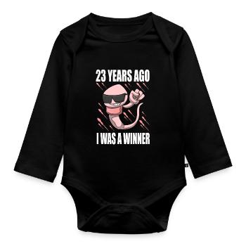 Homme Sperme Anniversaire 23 ans - Body Bébé bio manches longues - noir - Devant