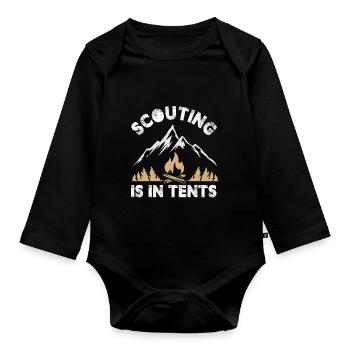 Scouting Is In Tents - Baby Bio-Langarm-Body - Schwarz - Vorne