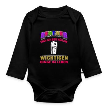 Rentner Rente Rentenbeginn Geocaching - Baby Bio-Langarm-Body - Schwarz - Vorne