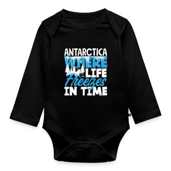 Antarctica where life freezes in time Expedition - Organic Longsleeve Baby Bodysuit - black - Front