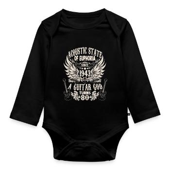 Gitarre Fan Musiker Gitarristen Geburtstag 1943 - Baby Bio-Langarm-Body - Schwarz - Vorne