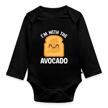 I'm with avocado guacamole lover avocados - Organic Longsleeve Baby Bodysuit - black - Front