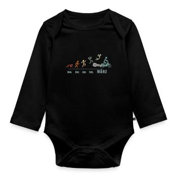 Mofa Mofafahrer Moped Vintage Mofa Mofasaison Mofa - Baby Bio-Langarm-Body - Schwarz - Vorne