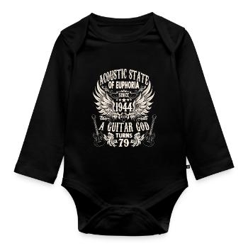 Guitarists Rocker Birthday Band Year 194 - Organic Longsleeve Baby Bodysuit - black - Front