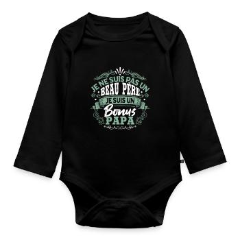 Je Suis Un Papa Bonus Fête Des Pères - Body Bébé bio manches longues - noir - Devant
