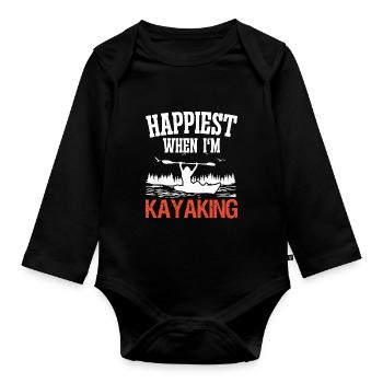 Happiest when i'm Kayaking - Baby Bio-Langarm-Body - Schwarz - Vorne