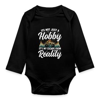 Hobby mountain bikers and outdoor design - Organic Longsleeve Baby Bodysuit - black - Front