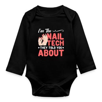 Nail Polish Nail Design Manicure Nail Studio Nails - Organic Longsleeve Baby Bodysuit - black - Front