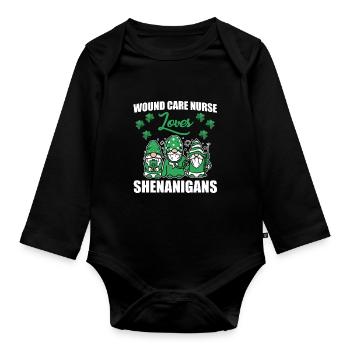Wound Care Nurse St. Patrick's Day - Organic Longsleeve Baby Bodysuit - black - Front